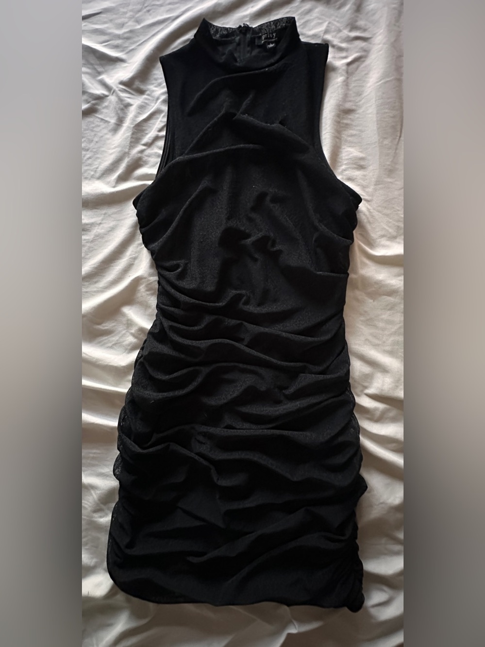 privy Black Ruched Mini Dress